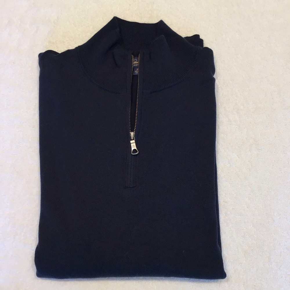 Brooks Brothers M XL LS supima cotton 1/4 zip sweater, navy
